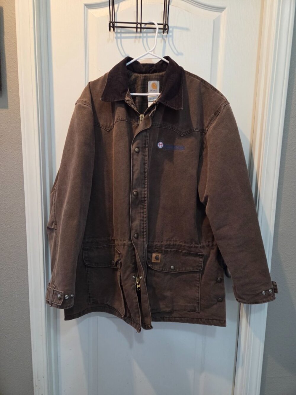 Vintage Carhartt Brown Duck Canvas Plaid Flannel Lined Coat Jacket XL-2XL - Picture 3 of 11